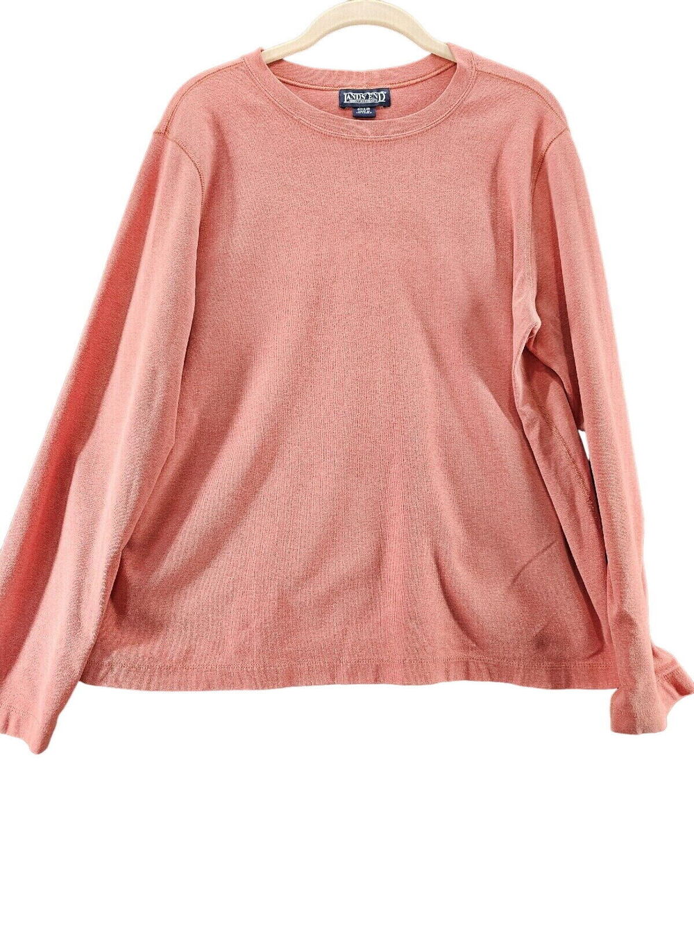 Lands End Womens Top Orange Size L Cotton Blend Long Sleeve Pullover
